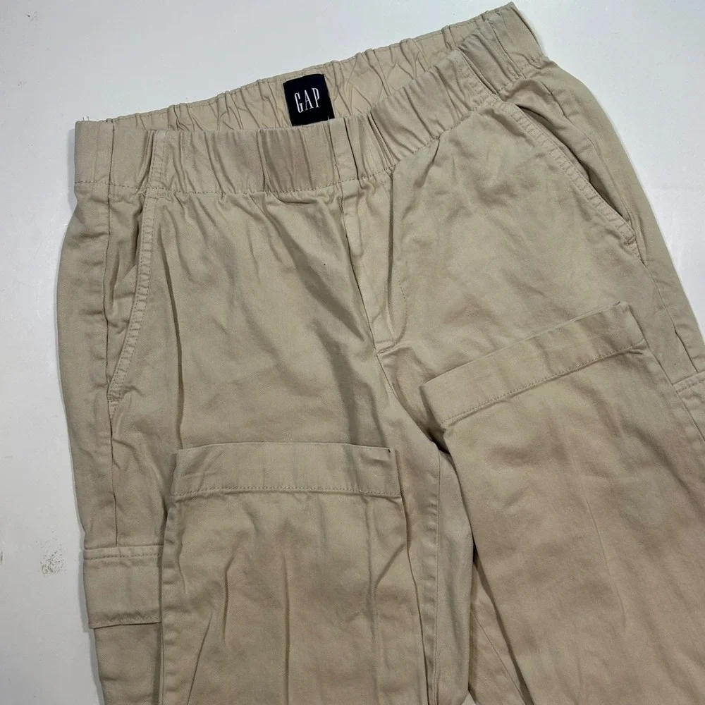 Gap Cargo Pants Elastic Waist Casual Khaki Beige Trousers Men's Size S‎